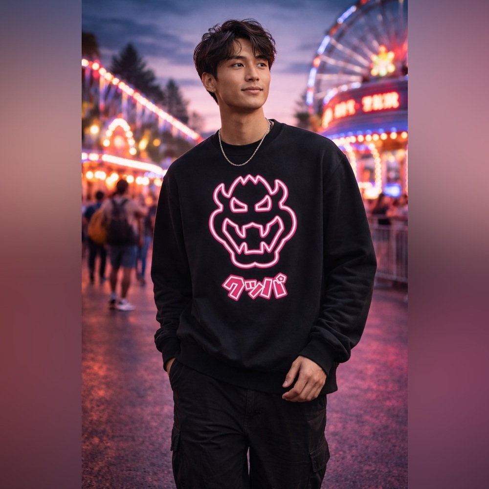 Universal Studios Hollywood Super Nintendo World XL Black Sweatshirt Bowser